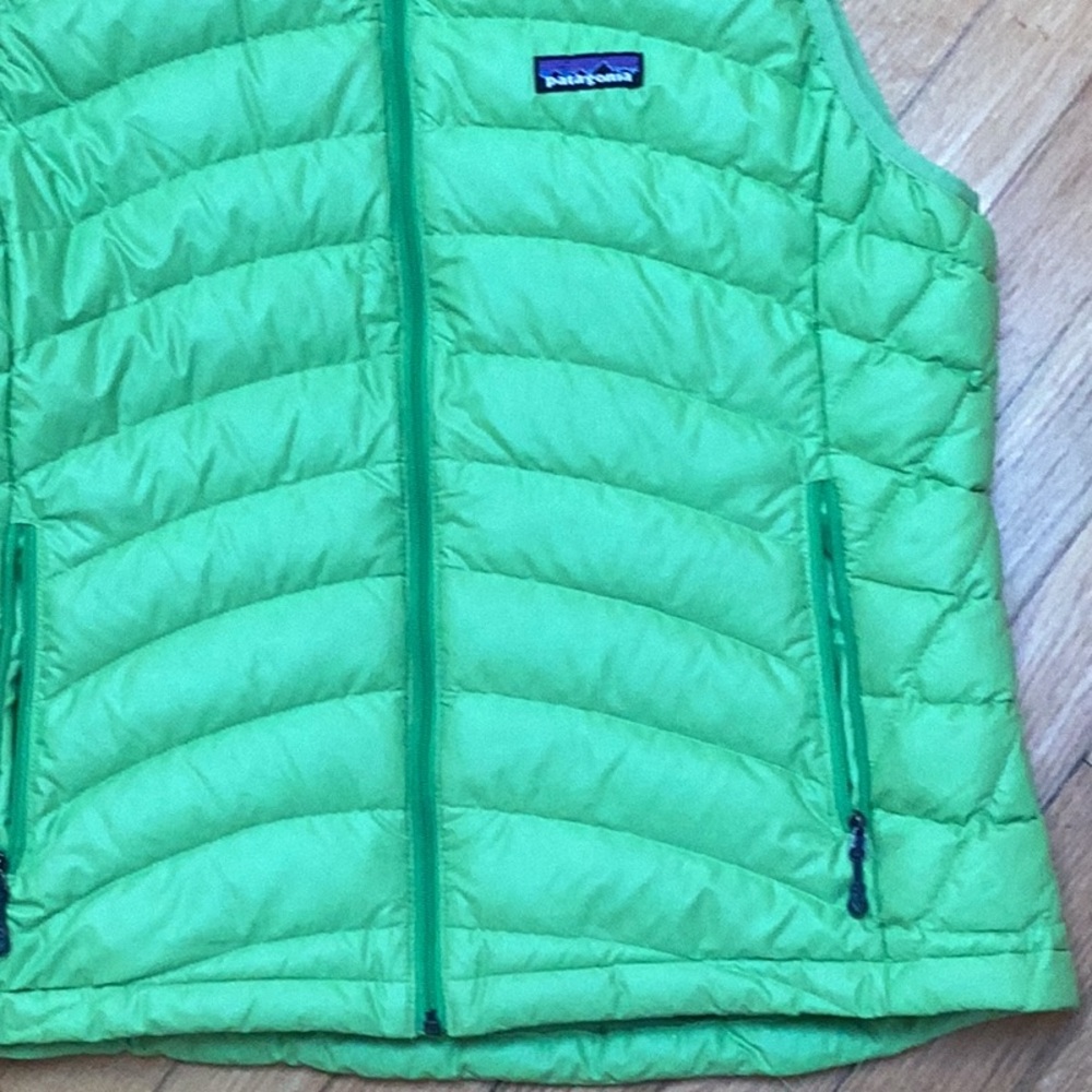 Patagonia Vest Green Down Sweater 800 Goose Full Zip Puffer size large - Picture 5 of 11